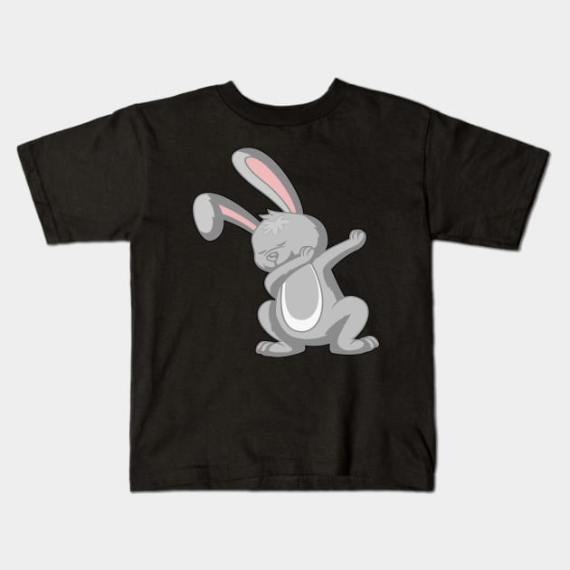 Funny kids design rabbit dabbing Kids T-Shirt by FancyVancy